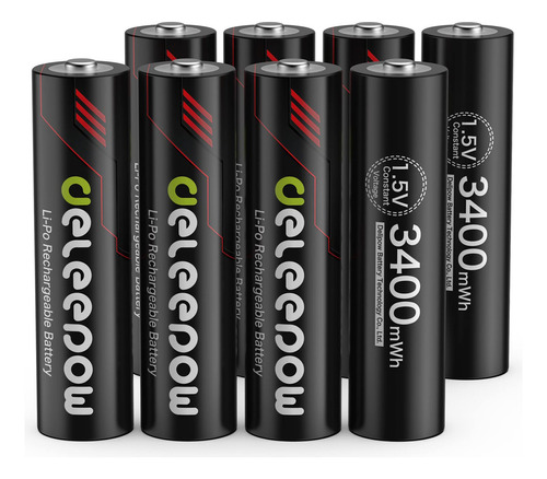 Deleepow Baterias Aa Recargables De 3400 Mwh 1.5v, 1500 Cicl