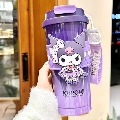 Vaso Térmico Kurumi Kitty Cinnamoroll Sanrio Kawaii Te Cafe Kuromi Lila