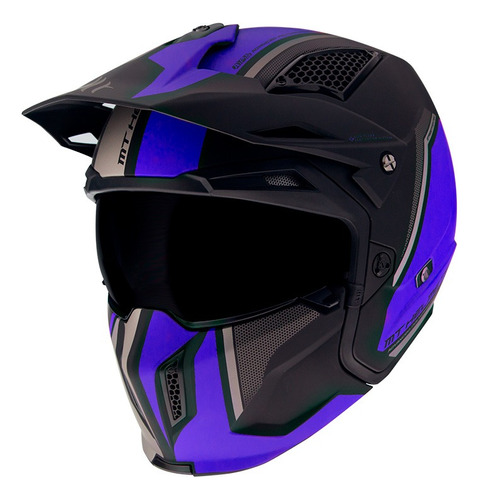 Casco De Moto Mt Helmets Streetfighter Sv Twin C7 Azul Mate