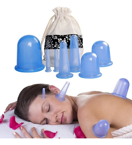 7pcs Jar Silicone Vacuum Cupping Tins For Body Massage