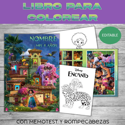 Libro Colorear Editable Imprimible De Encanto Disney