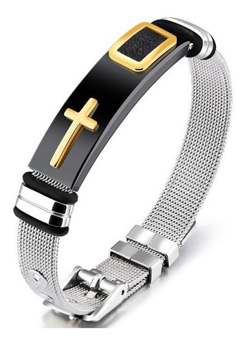 Imagem 1 de 5 de Pulseira Masculina Bracelete Cruz
