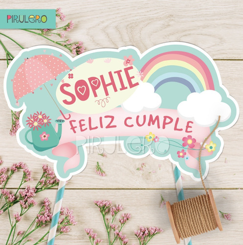 Kit Imprimible Lluvia De Amor Nubes Y Arcoiris Personalizado