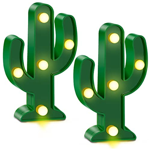 2 Piezas De Luces Led De Cactus, Decoraciones Fiestas M...