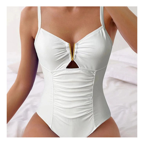 Moda Una Sola Pieza Sexy Traje De Baño Sólido Sin Respaldo
