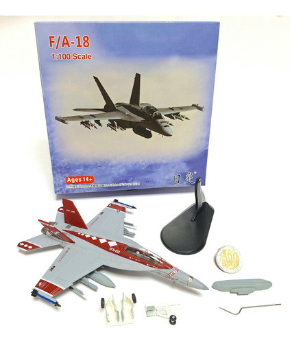 Miniatura Diecast 1/100, Avión F18 Super Hornet, Vfa102 Us N