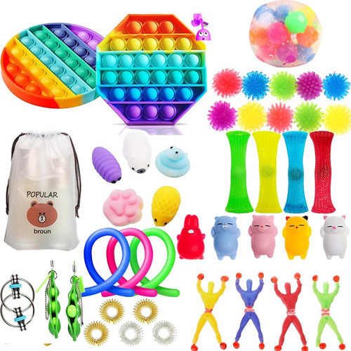 Juguetes Sensoriales Fidget Cubo Push Pop It, 42 Piezas, Bol