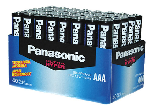 Pilas Panasonic Aaa Super Hyper De Carbon Zinc R03 40 Unidad 