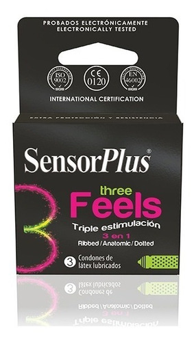 3 Preservativos Three Feals Sensor Plus - Envió A Todo Chile
