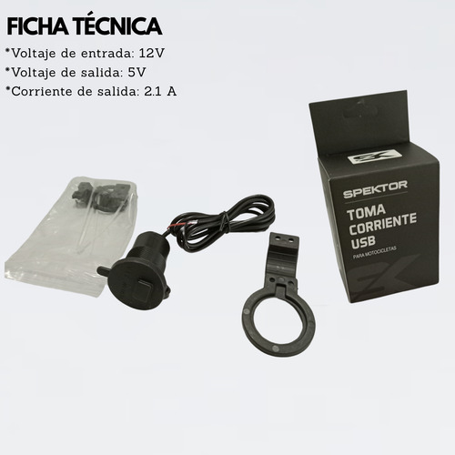 Toma Corriente Usb Tipo A Spektor 12v Para Moto