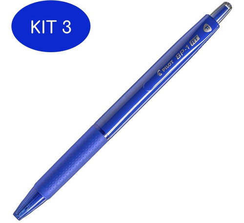 Kit 3 Caneta Retratil Emborrachada Bp-1rt-f 0.7mm Azul