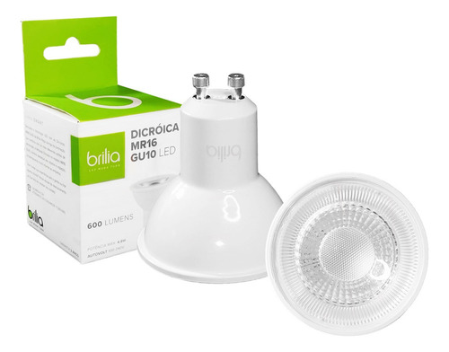 Lâmpada Led Dicroica Mr16 4,8w Bivolt Gu10 Frio 6500k Brilia Cor da luz Branco Frio 6500k 110V/220V