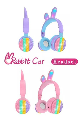 Auriculares Bluetooth Conejo Rabbit Niña Pop It Led Pm06