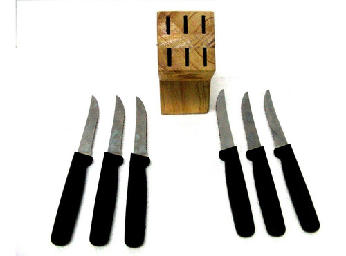 Cuchillos Para Parrilla Sierra, Con Base, 6 Piezas.