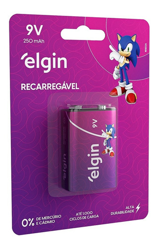 Bateria Elgin Recarregável 9v (82215) 250mah