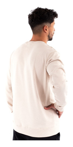 Poleron De Hombre Crew Hang Loose Logo Beige