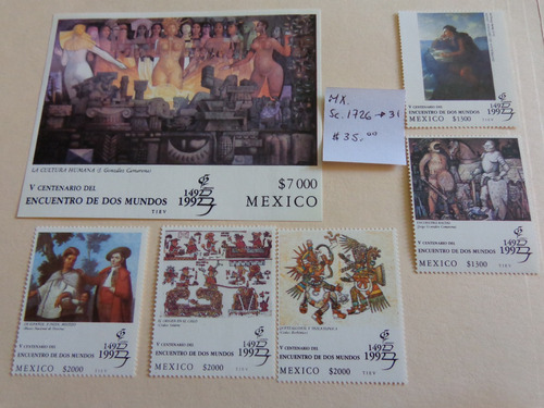 México Sc. 1726 Al 1731, Año 1992, Encuentro De Dos Mundos