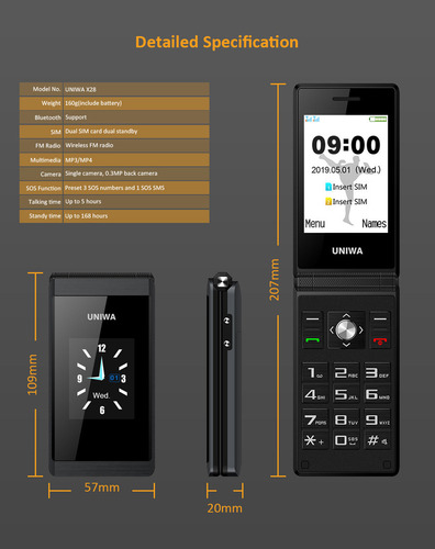@ Flip Phone Sim Smartphone Botón Grande Para Personas Mayores