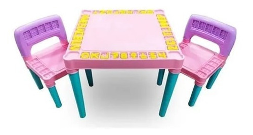 Imagem 2 de 3 de Mesa / Mesinha Infantil 2 Cadeiras Plástica Educativo Tritec
