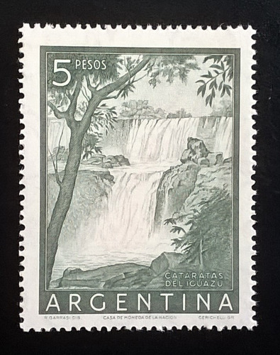 Argentina, Sello Gj1052 5p Tizado Cataratas 55 Mint L11107