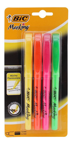 Marcatextos Varios Colores Redondo Bic 4 Pza