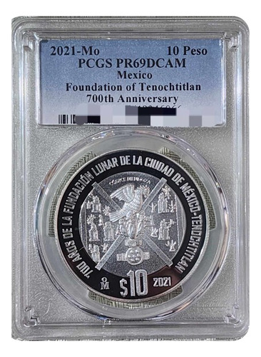 10 Pesos Fundación Lunar Onza De Plata Certificada Pcgs Pf69