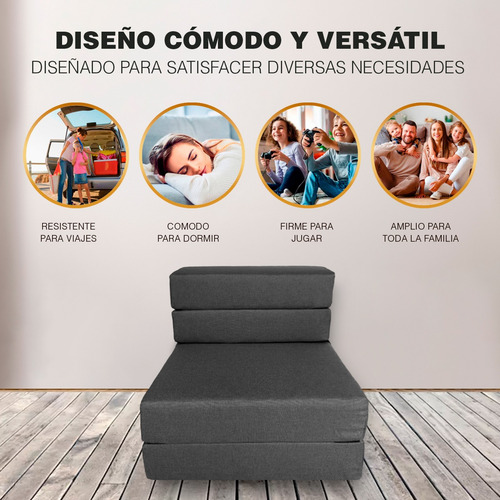 Imagen 7 de 10 de Sofá Cama Individual Plegable, Colchoneta Con Soporte Firmé