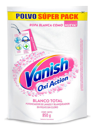 Blanqueador En Polvo Sin Cloro Oxi Action 850g Vanish