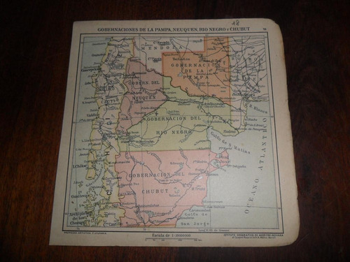 Antiguo Mapa Plano 1918 La Pampa Neuquen Rio Negro Chubut