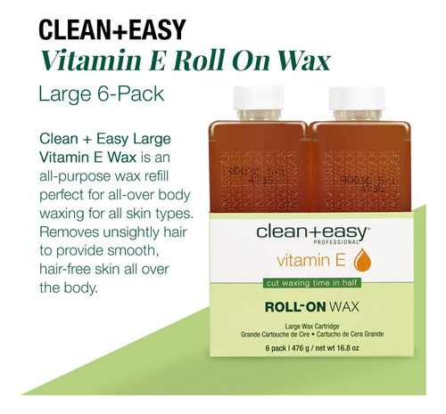 Clean & Easy Vit E - Cera Enrogable (6 Unidades, Vitamina E,
