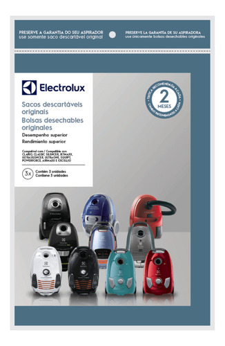 Saco Aspirador De Pó Classic Silencer 3 Unidades Electrolux