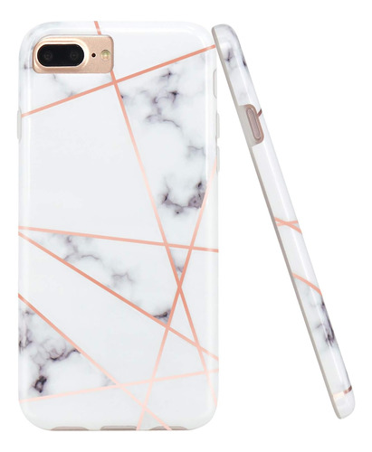 Jaholan Shiny Rose Gold Geometric Marble Design Clear Bumper