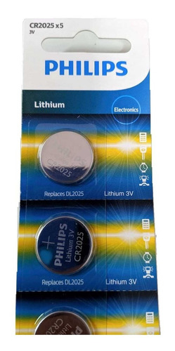 Bateria Cr2032/2025/2016 Philips Lithium 3v Cartela 5 Unids