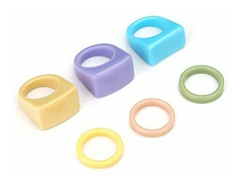Anillos - 6 Pcs Chunky Acrylic Trendy Stacking Rings For Wom