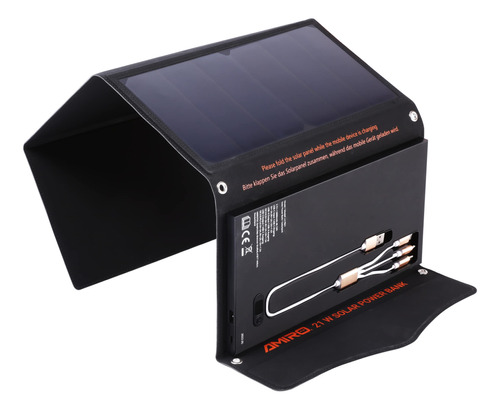 Amiro Batera Solar Powerbank De 21 W Y 13000 Mah Con Puerto