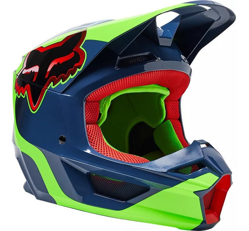 Casco Fox V1 Venz Motocross Trail Enduro Atv Cuatrimoto Mx Color Azul Tamaño Del Casco L 59-60cm