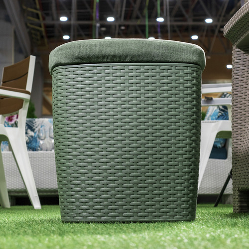 Puff Silla Sillon Organizador Tipo Ratan Mq Color Verde Hoja Seca