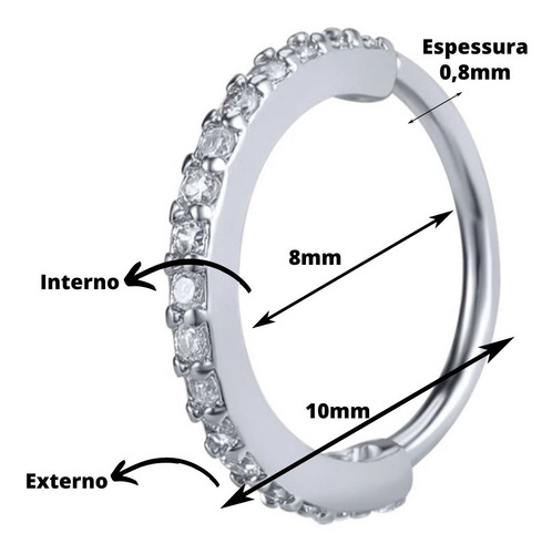 4x Kits 2x Piercings Argola Coração Prata 925 Helix Daith