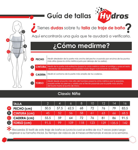 Traje De Baño Para Niña Espalda En V Hydros Negro