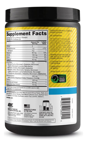 Suplemento Optimum Nutrition Amino Energy Pineapple 30 Dosis