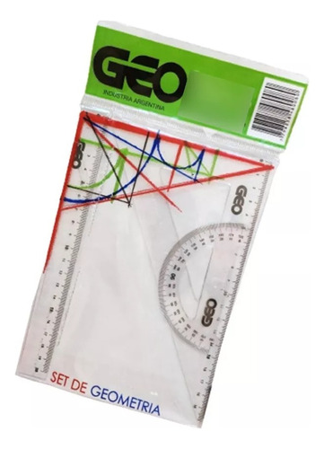 Set De Geometria Kit Escolar 3 Articulos Escuadra Geo Nuevo