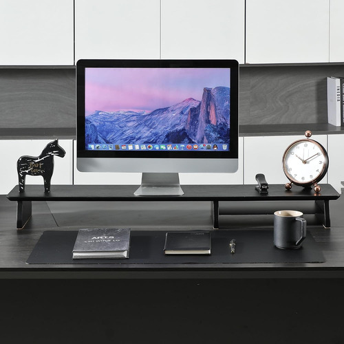 Ive Design Soporte De Monitor De Madera Negro Mate Para Escr