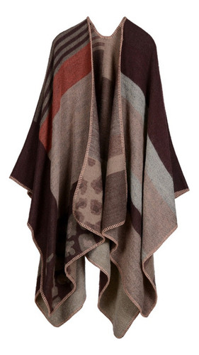 (8 #mold) Poncho Grande De Invierno Con Forma De Chal A Cuad