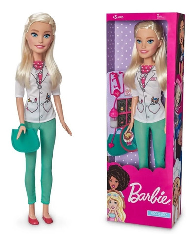 Boneca Gigante Barbie 70 Cm Médica Veterinária Pet Pupee