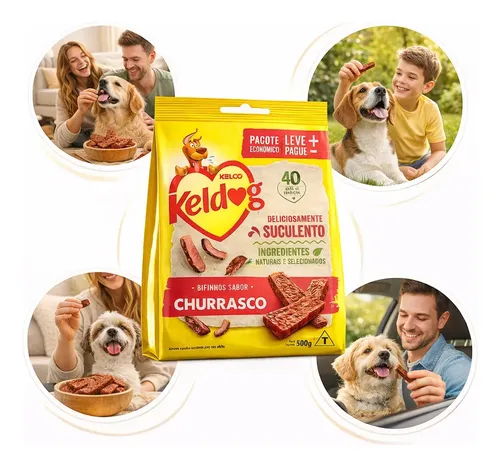 Bifinho Kelco Keldog Criadores 500g Para Cães Sabor Churrasco Mac...