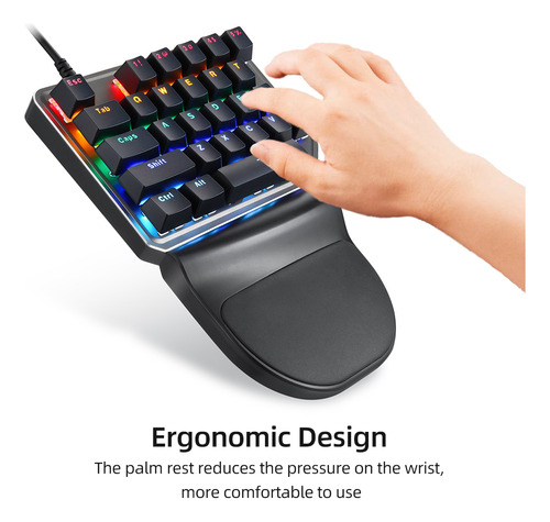Teclado Mecânico De Uma Mão Motospeed K27 27 Teclas Com Fio