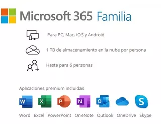 Office 365 Familia 5 Dispositivos 6 Personas 1 Año De Uso