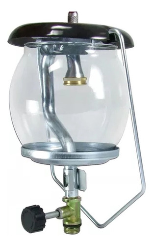 Kit 2 Lampião A Gás Camper Com Vidro Temperado Conexão P2 Cor Preto 0