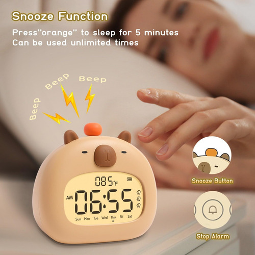 Reloj Digital Simple Forma De Carpincho Con Luz Nocturna