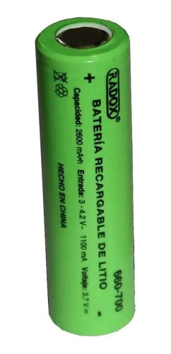 Bateria Recargable 18650 Radox 660-700 Lo-ion 3.7v A 2600mah
